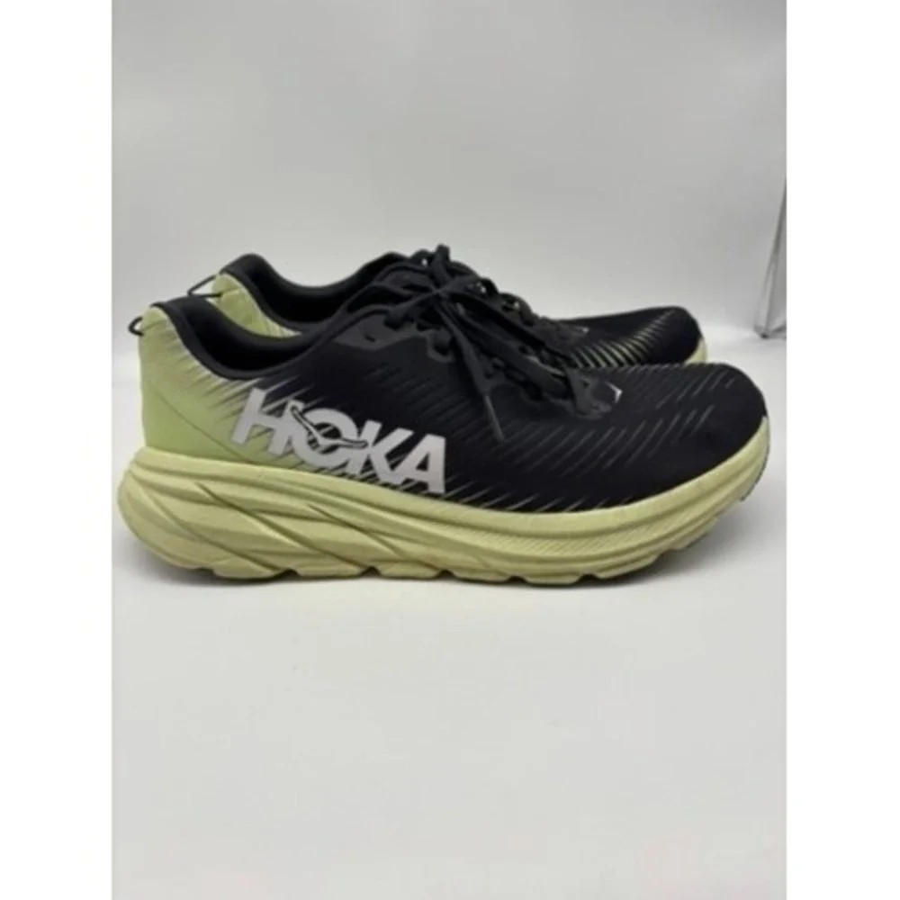 Hoka Rincon 3 Mens 9.5D Black Green Glow Lightweight Running Shoes 1119395 BGBT